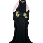 Embroidered Front Open Abaya with Golden Lace