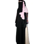 Contrast Front Open Abaya Embroidered
