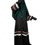 Contrast Stripe Front Open Abaya